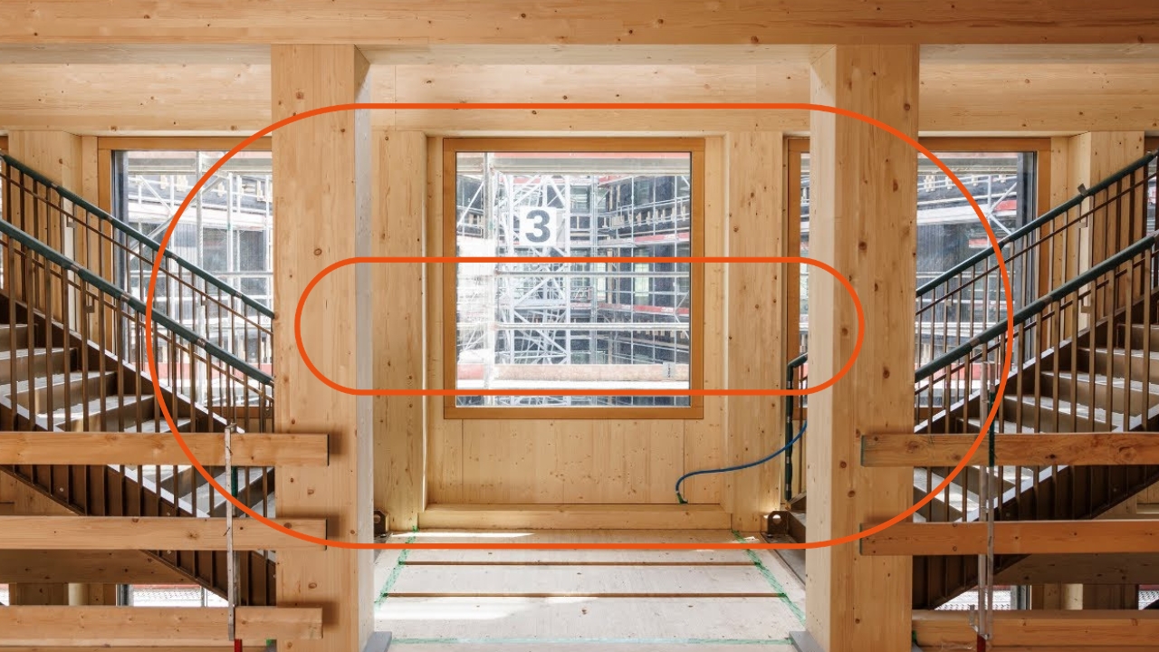 Abbildung der Struktur und der Holztreppen des Immobilienprojekts