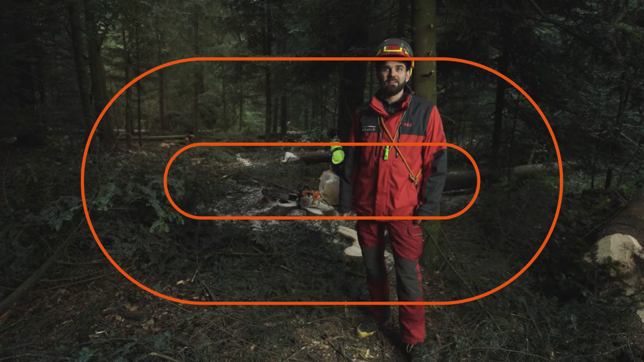 A picture of a forester in the forest