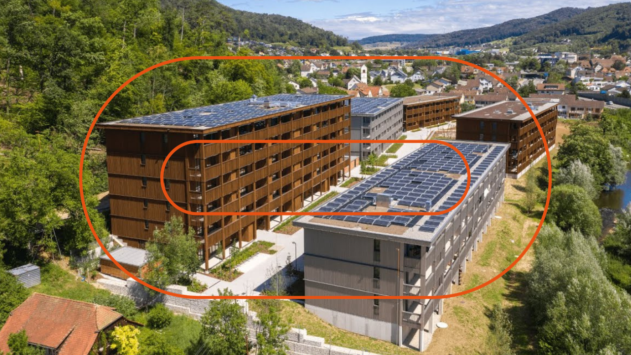 image de drone du quartier de Weidmatt