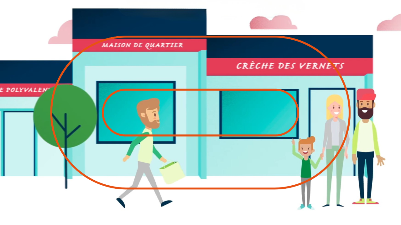 Illustration von Menschen im zukünftigen Stadtteil Quai Vernets